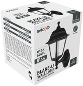 Avide Επιτοίχιο Φωτιστικό Εξωτερικού Χώρου Blake-U 1xE27 IP44 Μαύρο Φωτοκύτταρο